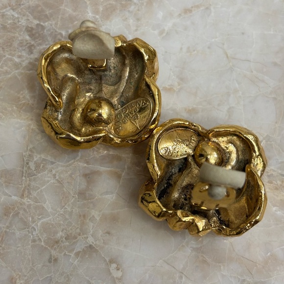 Antigona Paris Chunky Knots Gold Plated Large Clip on Earrings Signed - Picture 9 of 11